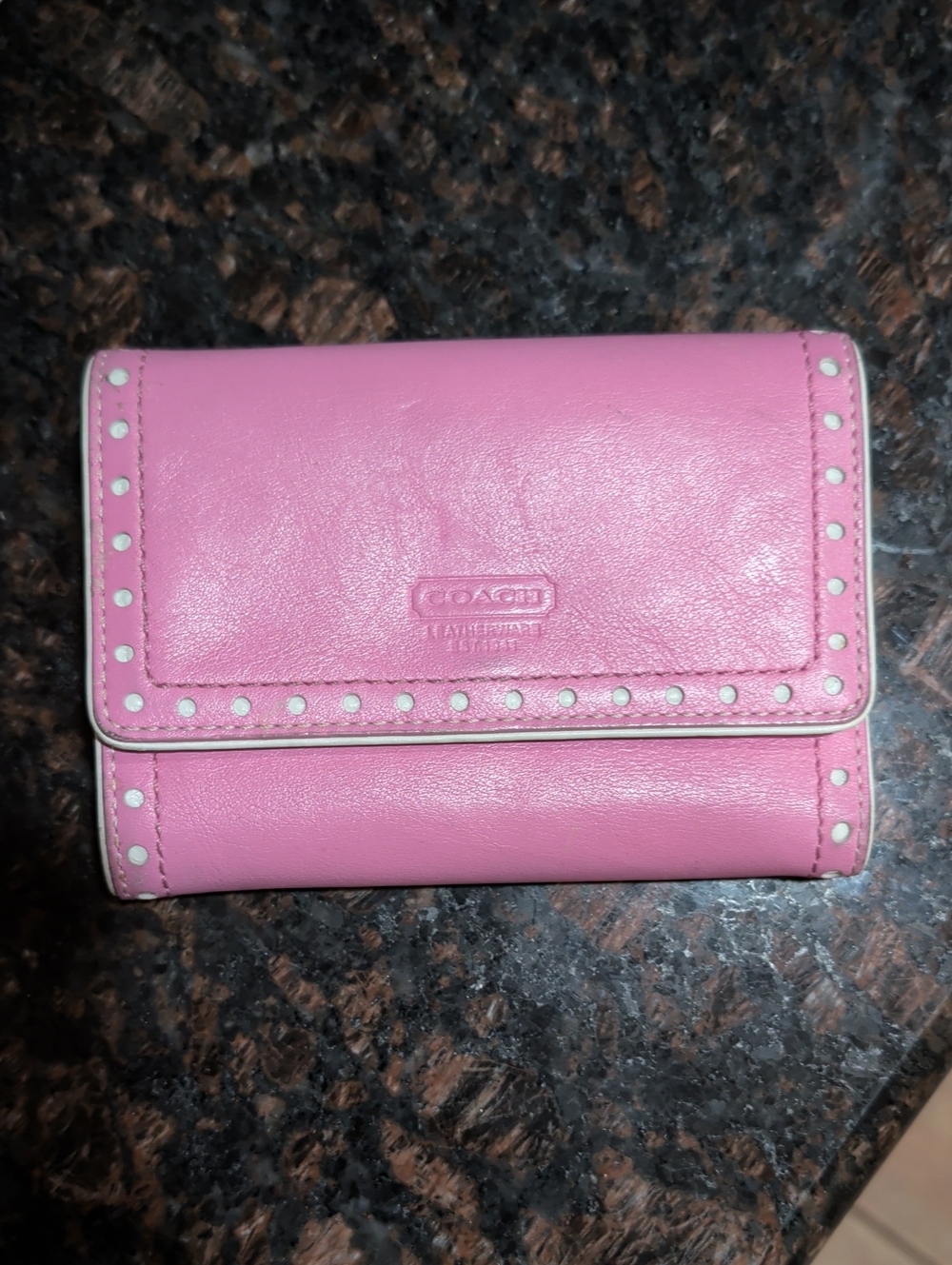 Coach Pink Leather Trifold Wallet